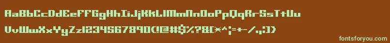 MiniKaliberSTtBrk-fontti – vihreät fontit ruskealla taustalla