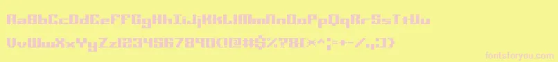 MiniKaliberSTtBrk-fontti – vaaleanpunaiset fontit keltaisella taustalla