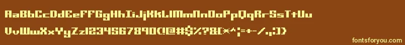 MiniKaliberSTtBrk-fontti – keltaiset fontit ruskealla taustalla