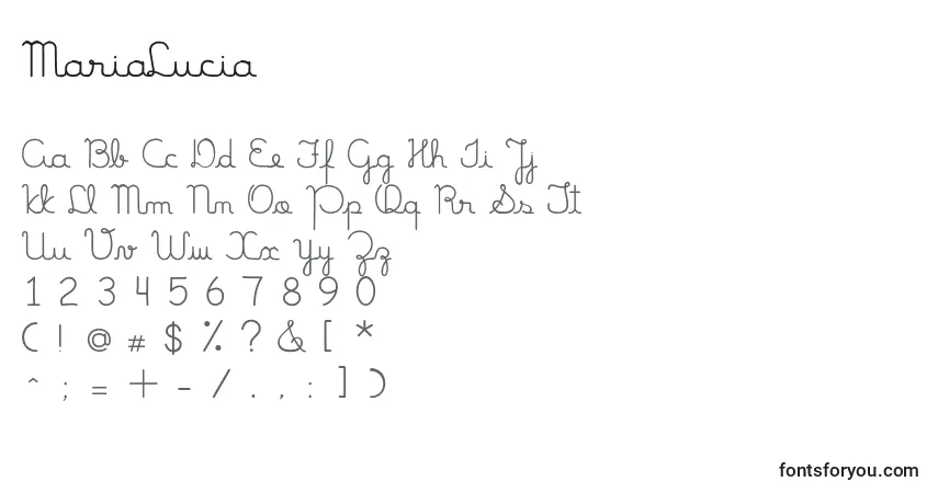 Czcionka MariaLucia – alfabet, cyfry, specjalne znaki