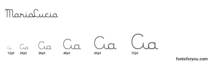 Размеры шрифта MariaLucia