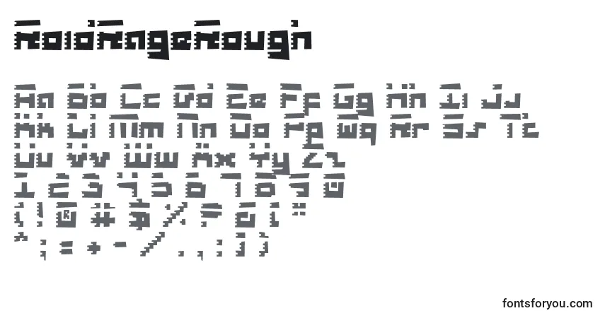 RoidRageRough-fontti – aakkoset, numerot, erikoismerkit