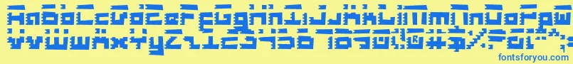 RoidRageRough-Schriftart – Blaue Schriften auf gelbem Hintergrund