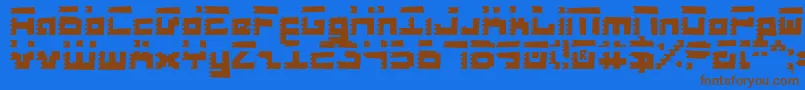 フォントRoidRageRough – 茶色の文字が青い背景にあります。