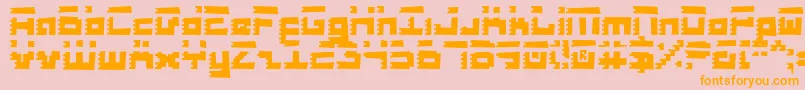 フォントRoidRageRough – オレンジの文字がピンクの背景にあります。