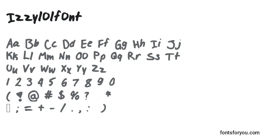 A fonte Izzylolfont – alfabeto, números, caracteres especiais