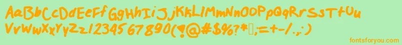 Izzylolfont-Schriftart – Orangefarbene Schriften auf grünem Hintergrund