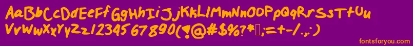 Izzylolfont-Schriftart – Orangefarbene Schriften auf violettem Hintergrund