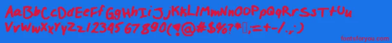 Izzylolfont Font – Red Fonts on Blue Background