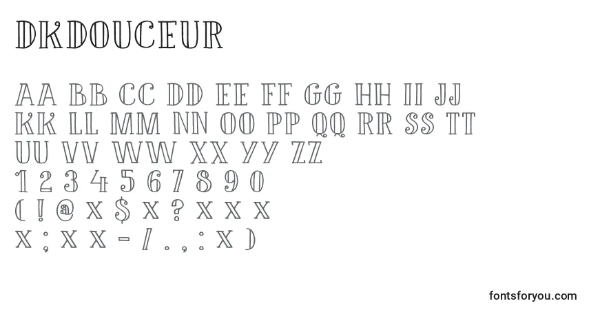 A fonte DkDouceur – alfabeto, números, caracteres especiais