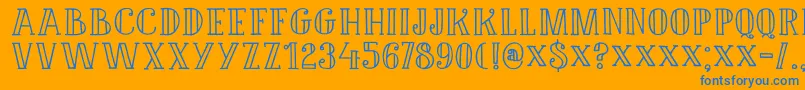 DkDouceur-Schriftart – Blaue Schriften auf orangefarbenem Hintergrund