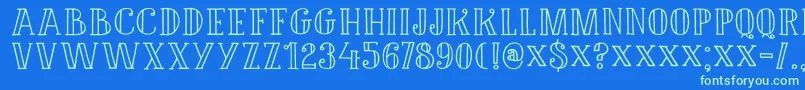 DkDouceur Font – Green Fonts on Blue Background