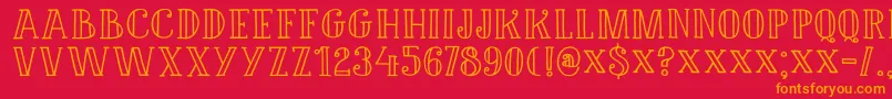 フォントDkDouceur – 赤い背景にオレンジの文字