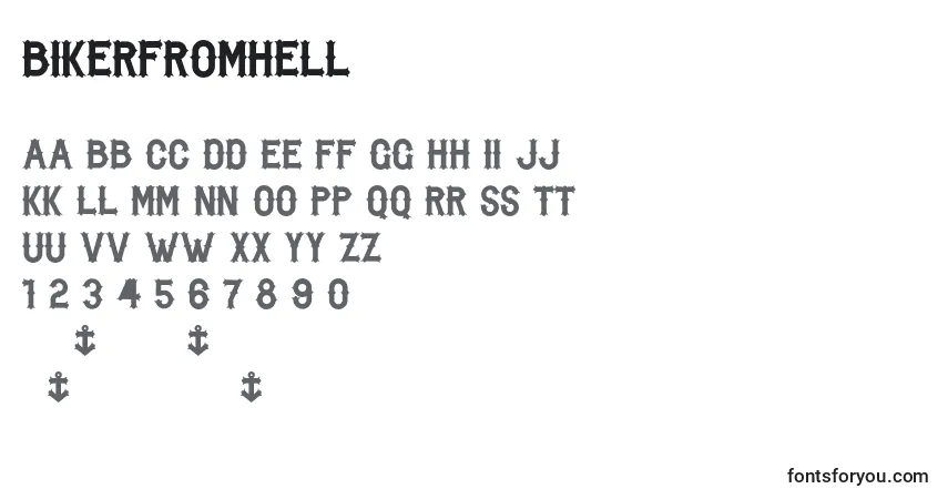 Шрифт BikerFromHell – алфавит, цифры, специальные символы