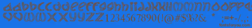 TheJollyRancher-Schriftart – Braune Schriften auf blauem Hintergrund