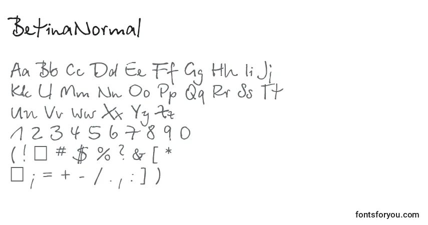 Schriftart BetinaNormal – Alphabet, Zahlen, spezielle Symbole
