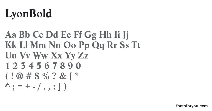 Schriftart LyonBold – Alphabet, Zahlen, spezielle Symbole
