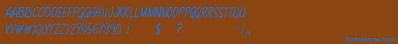 Ter1-Schriftart – Blaue Schriften auf braunem Hintergrund