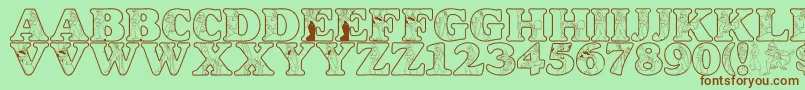 LmsAWholeNewWorld Font – Brown Fonts on Green Background