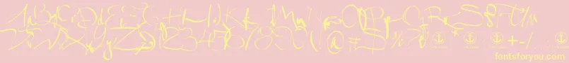 Salme-Schriftart – Gelbe Schriften auf rosa Hintergrund