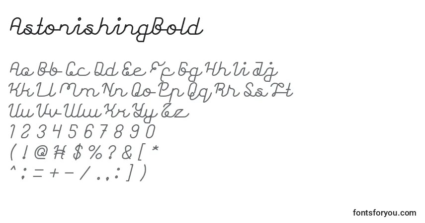 A fonte AstonishingBold – alfabeto, números, caracteres especiais