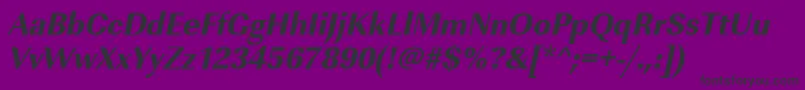 Шрифт UrwimperialtextbolnarOblique – чёрные шрифты на фиолетовом фоне