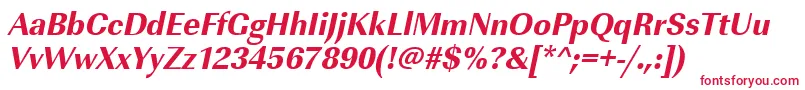 フォントUrwimperialtextbolnarOblique – 白い背景に赤い文字