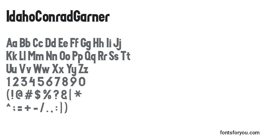 Schriftart IdahoConradGarner (14794) – Alphabet, Zahlen, spezielle Symbole