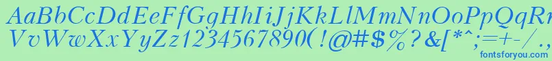 フォントKudrashovItalic – 青い文字は緑の背景です。