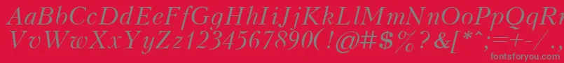 KudrashovItalic-Schriftart – Graue Schriften auf rotem Hintergrund