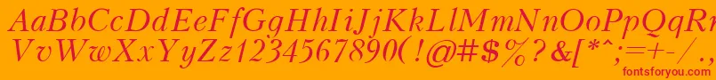 フォントKudrashovItalic – オレンジの背景に赤い文字