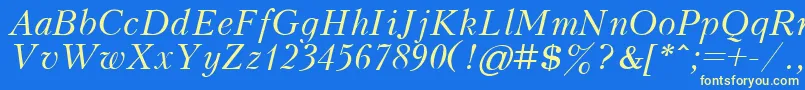 KudrashovItalic Font – Yellow Fonts on Blue Background