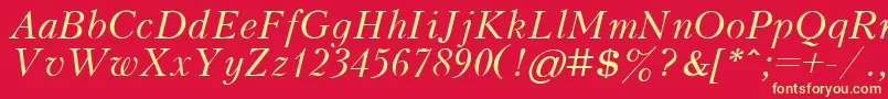 KudrashovItalic Font – Yellow Fonts on Red Background