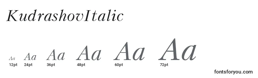 Размеры шрифта KudrashovItalic