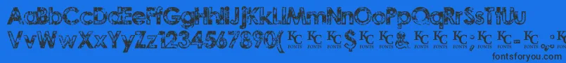 Fonte TragicvisiondemoKcfonts – fontes pretas em um fundo azul