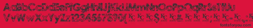 Fonte TragicvisiondemoKcfonts – fontes pretas em um fundo vermelho