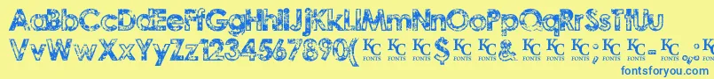 TragicvisiondemoKcfonts Font – Blue Fonts on Yellow Background