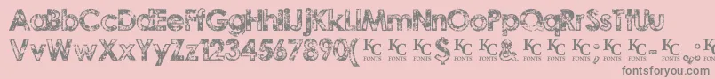 TragicvisiondemoKcfonts-Schriftart – Graue Schriften auf rosa Hintergrund