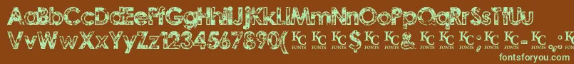 Fonte TragicvisiondemoKcfonts – fontes verdes em um fundo marrom