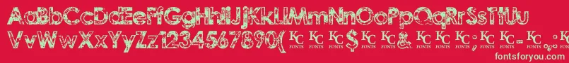 Fonte TragicvisiondemoKcfonts – fontes verdes em um fundo vermelho