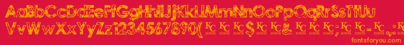 TragicvisiondemoKcfonts Font – Orange Fonts on Red Background