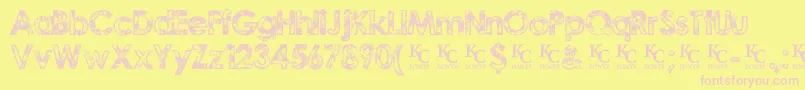 TragicvisiondemoKcfonts-fontti – vaaleanpunaiset fontit keltaisella taustalla