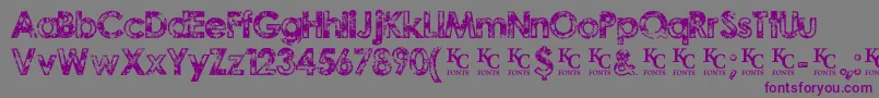 フォントTragicvisiondemoKcfonts – 紫色のフォント、灰色の背景