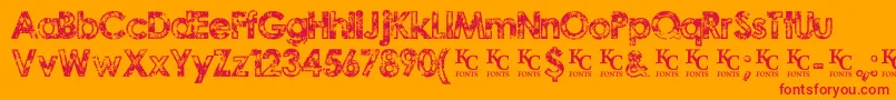 TragicvisiondemoKcfonts-fontti – punaiset fontit oranssilla taustalla