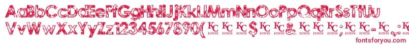 TragicvisiondemoKcfonts-fontti – punaiset fontit valkoisella taustalla