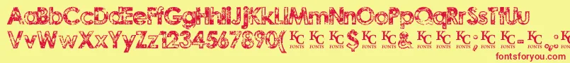 Fonte TragicvisiondemoKcfonts – fontes vermelhas em um fundo amarelo