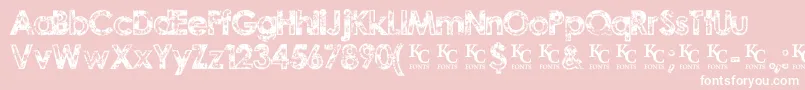 TragicvisiondemoKcfonts-Schriftart – Weiße Schriften auf rosa Hintergrund