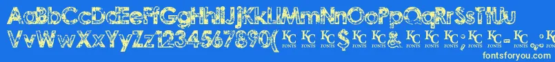 TragicvisiondemoKcfonts Font – Yellow Fonts on Blue Background