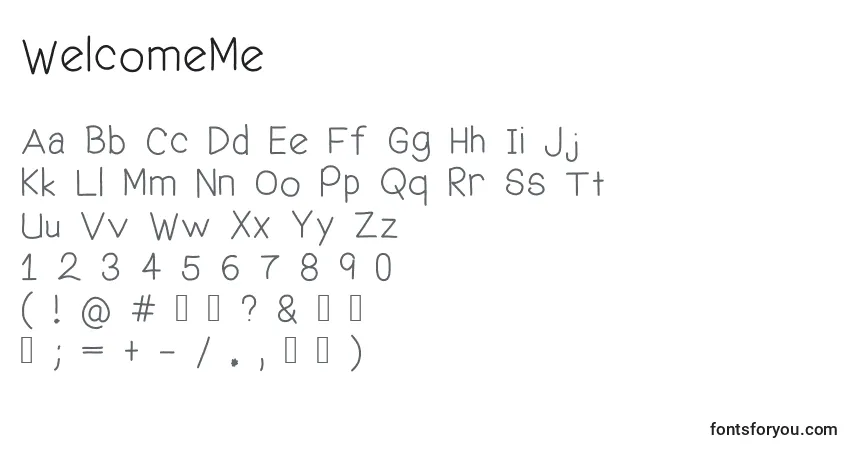 A fonte WelcomeMe – alfabeto, números, caracteres especiais
