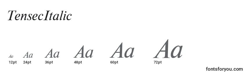 sizes of tensecitalic font, tensecitalic sizes
